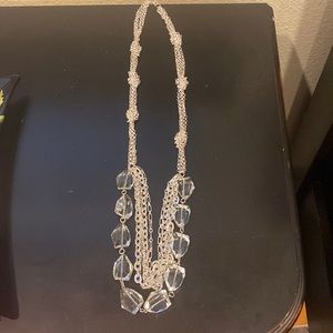 Quality silver long necklace costume jewelry 16/12 “ at longest point. Gorgeous!